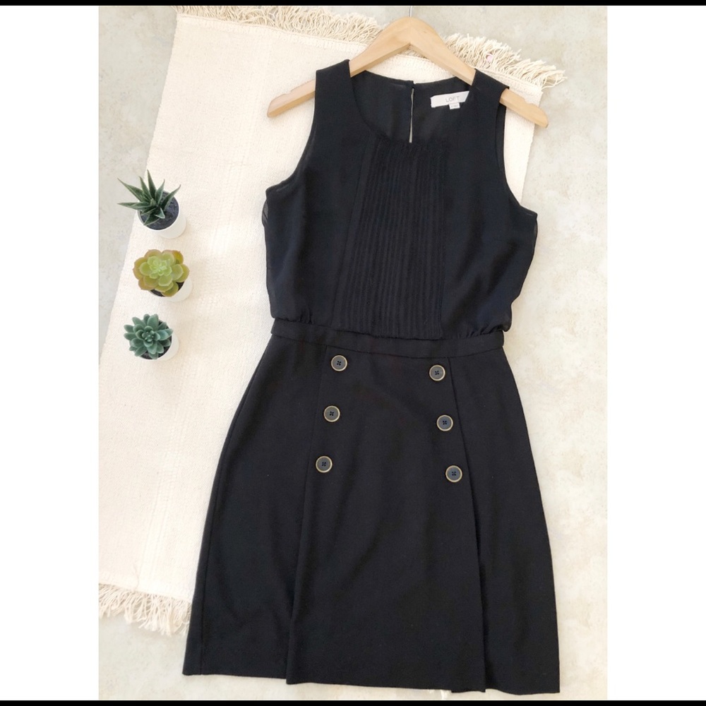 Loft Sz 2 Black Dress with Cooper Front Buttons